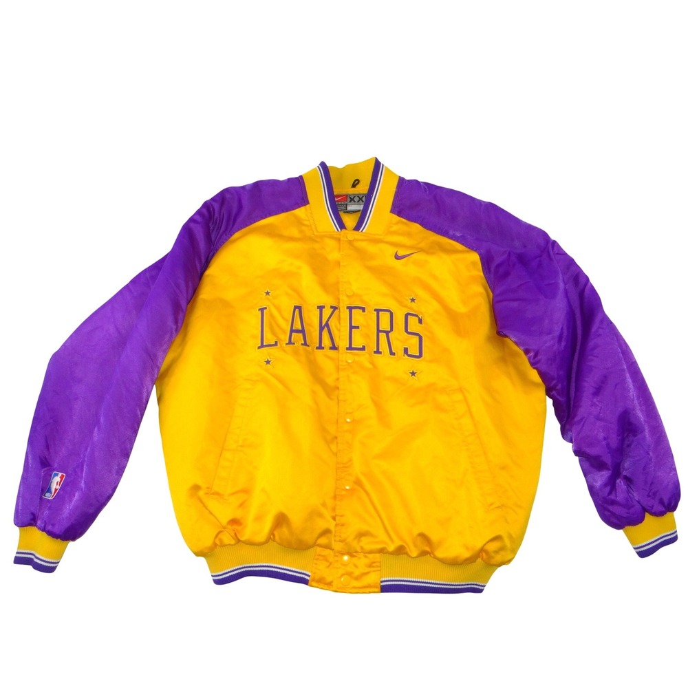 Nike Los Angeles Lakers Vintage NBA Bomber Jacket Yellow Purple XXL‎
